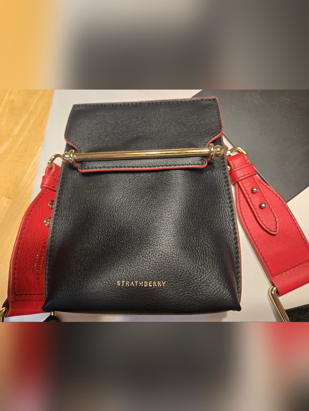 Strathberry North/South Stylist Calfskin Leather Crossbody Bag - Picture 5 of 16